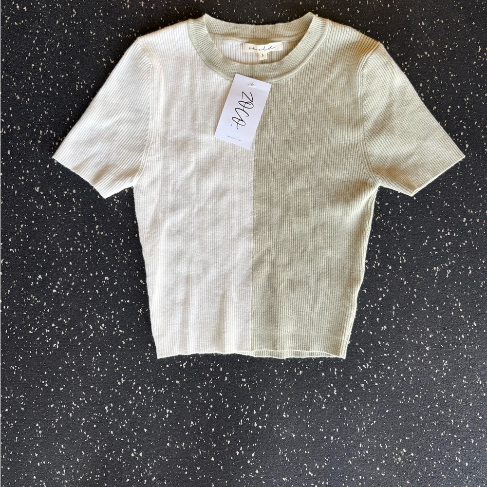 Two-Tone Ribbed Knit Top